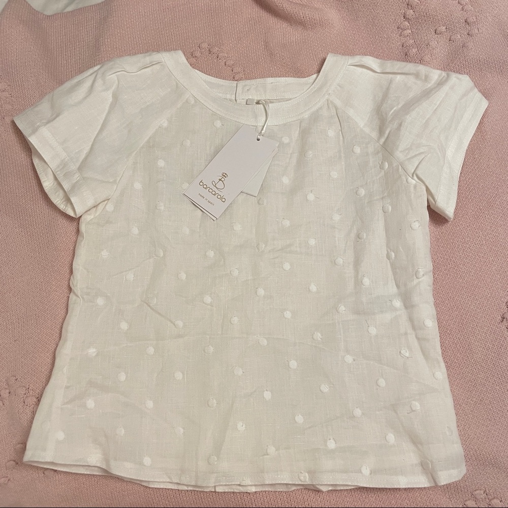 NWT Barcarola Girls White Blouse Designer Small
